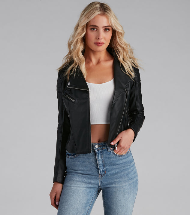 Limited Edition Back Print Faux Leather Biker
