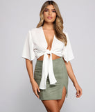 Go With The Flow Tie Front Top is a trendy pick to create 2023 festival outfits, festival dresses, outfits for concerts or raves, and complete your best party outfits!