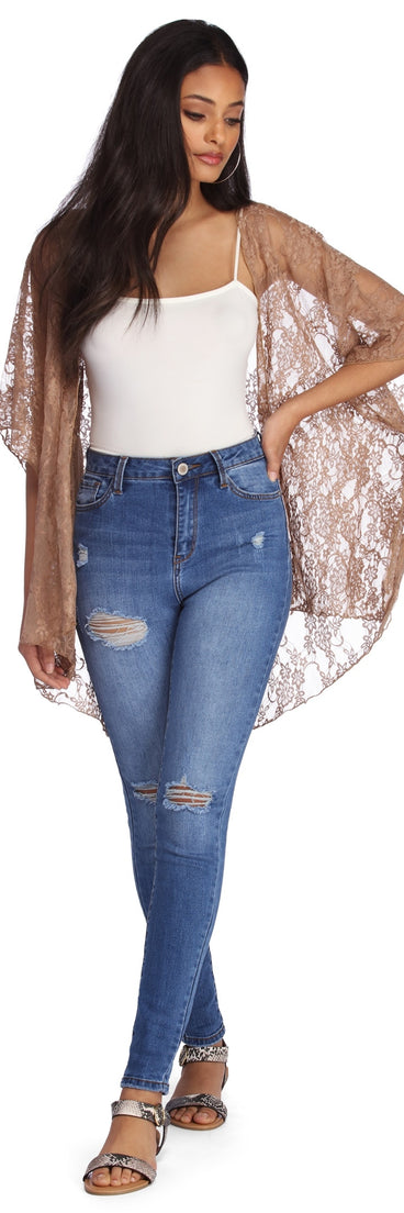 Flirty In Lace Kimono for 2023 festival outfits, festival dress, outfits for raves, concert outfits, and/or club outfits