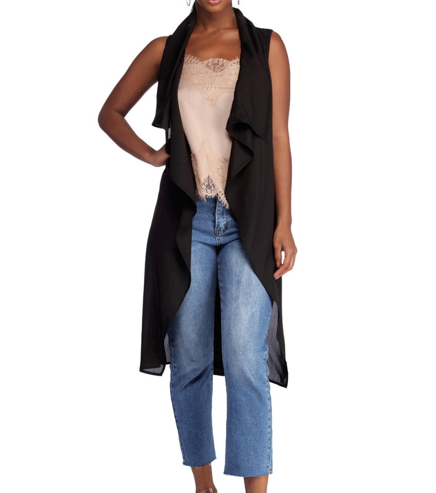 Drape Front Tie Waist Vest is the perfect Homecoming look pick with on-trend details to make the 2023 HOCO dance your most memorable event yet!