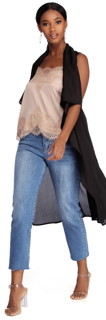 Drape Front Tie Waist Vest is the perfect Homecoming look pick with on-trend details to make the 2023 HOCO dance your most memorable event yet!