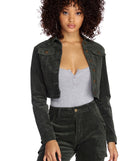 Cropped Corduroy Button Up Jacket