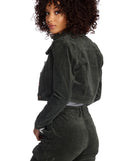 Cropped Corduroy Button Up Jacket
