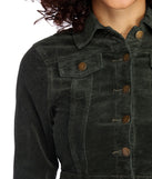 Cropped Corduroy Button Up Jacket