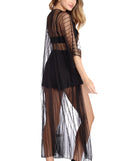 Mesh Illusion Kimono Duster for 2022 festival outfits, festival dress, outfits for raves, concert outfits, and/or club outfits