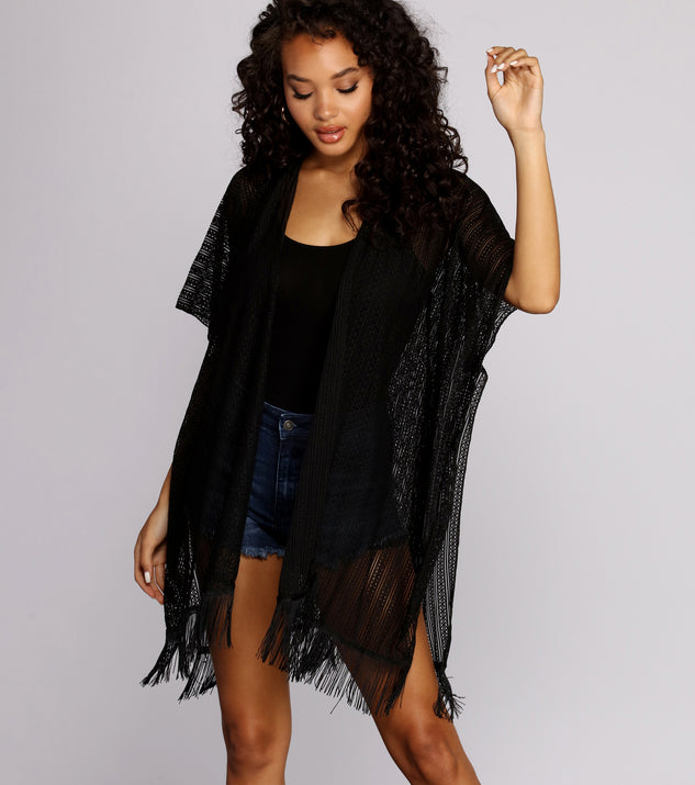 Airy Fringed Kimono for 2022 festival outfits, festival dress, outfits for raves, concert outfits, and/or club outfits