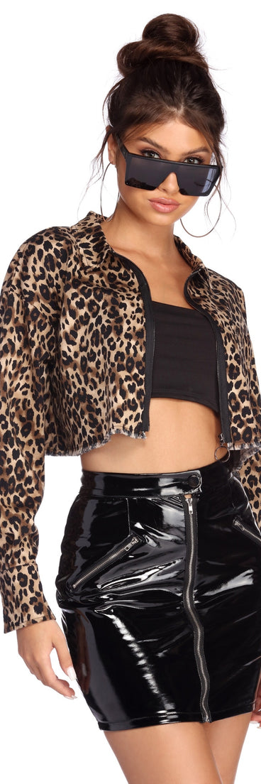 Wild One Leopard Cropped Jacket for 2022 festival outfits, festival dress, outfits for raves, concert outfits, and/or club outfits