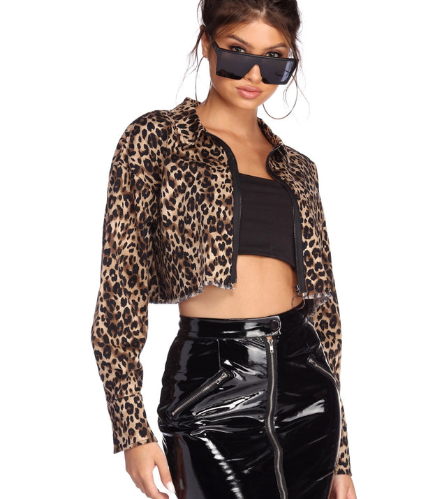 Wild One Leopard Cropped Jacket for 2022 festival outfits, festival dress, outfits for raves, concert outfits, and/or club outfits