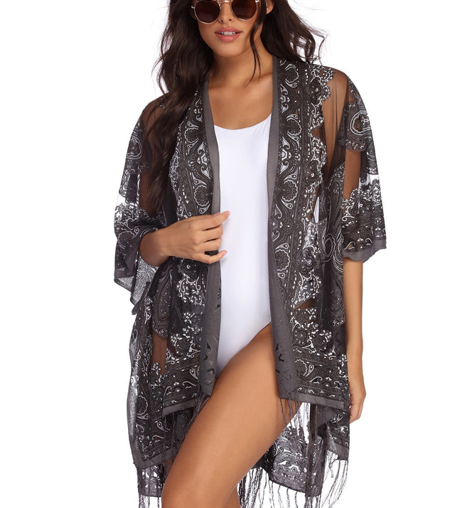 Bohemian Burnout Fringe Kimono for 2022 festival outfits, festival dress, outfits for raves, concert outfits, and/or club outfits