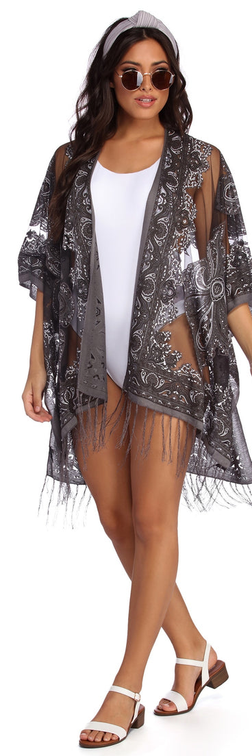 Bohemian Burnout Fringe Kimono for 2022 festival outfits, festival dress, outfits for raves, concert outfits, and/or club outfits