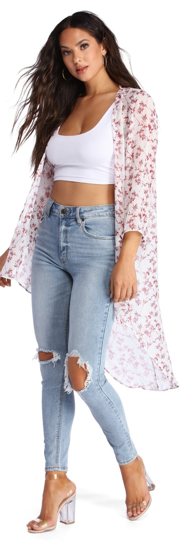 Floral Burst High Low Kimono for 2022 festival outfits, festival dress, outfits for raves, concert outfits, and/or club outfits