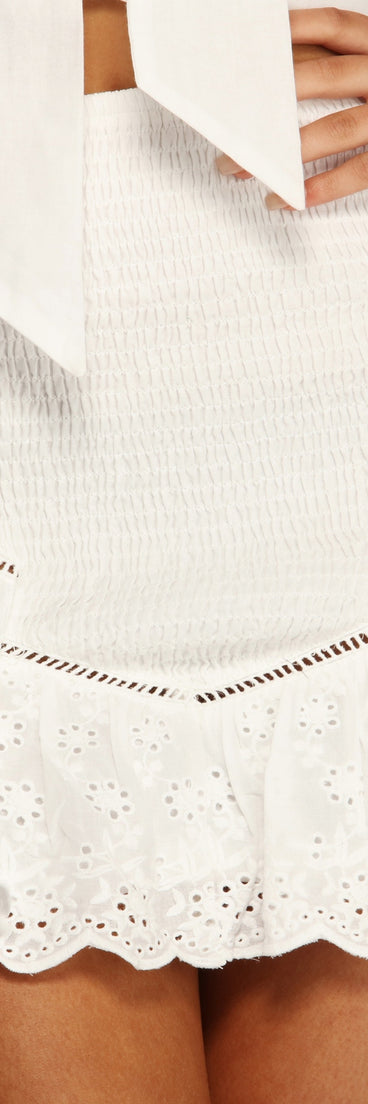 Before Eyelet Go Tiered Mini Skirt for 2023 festival outfits, festival dress, outfits for raves, concert outfits, and/or club outfits