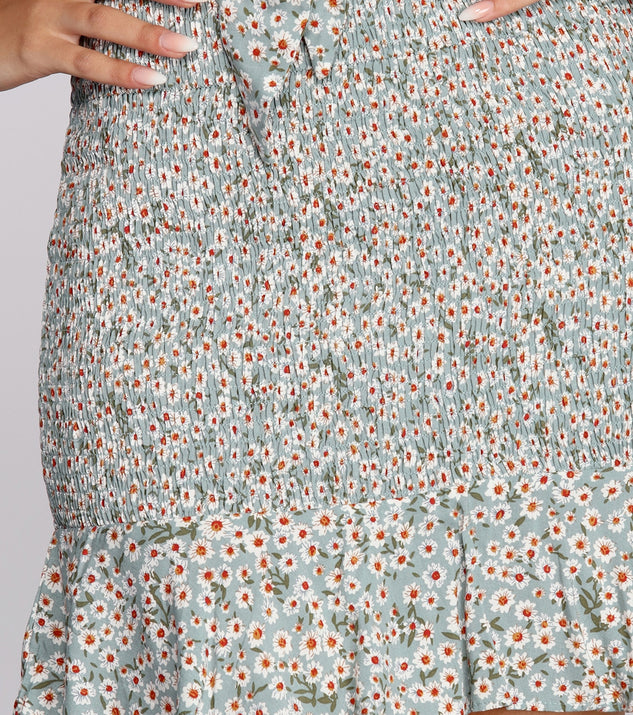 Cutie In Floral Mini Skirt for 2022 festival outfits, festival dress, outfits for raves, concert outfits, and/or club outfits