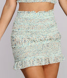 Flower Field Smocked Mini Skirt for 2022 festival outfits, festival dress, outfits for raves, concert outfits, and/or club outfits