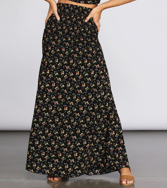 You’ll look stunning in the Darling Ditsy Floral Maxi Skirt when paired with its matching separate to create a glam clothing set perfect for a New Year’s Eve Party Outfit or Holiday Outfit for any event!