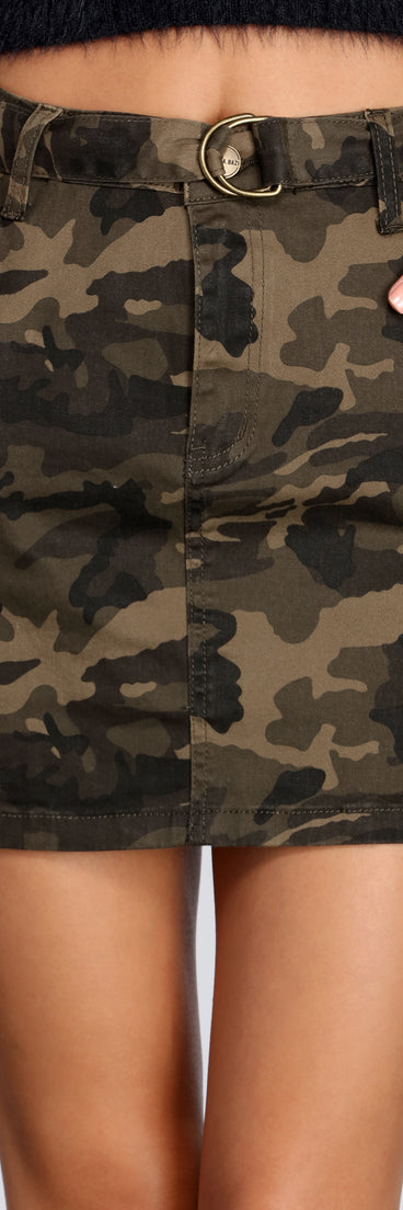 Take Charge Camo Belted Skirt provides a stylish start to creating your best summer outfits of the season with on-trend details for 2023!