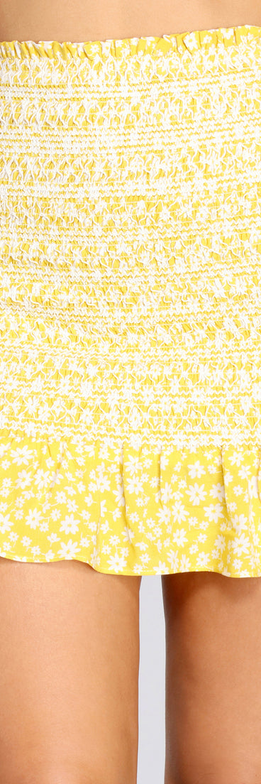 Lil Miss Sunshine Smocked Ditsy Mini Skirt is a trendy pick to create 2023 festival outfits, festival dresses, outfits for concerts or raves, and complete your best party outfits!