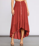 Dreamy Boho Ruffle Hem Maxi Skirt provides a stylish start to creating your best summer outfits of the season with on-trend details for 2023!
