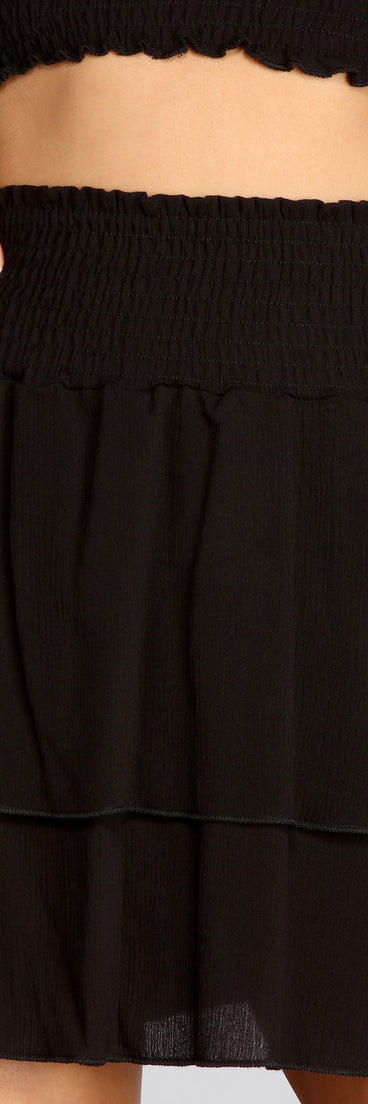 Boho Beauty Smocked Waist Tiered Skirt is a trendy pick to create 2023 festival outfits, festival dresses, outfits for concerts or raves, and complete your best party outfits!