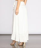 Wrap Me In Ruffles Maxi Skirt provides a stylish start to creating your best summer outfits of the season with on-trend details for 2023!