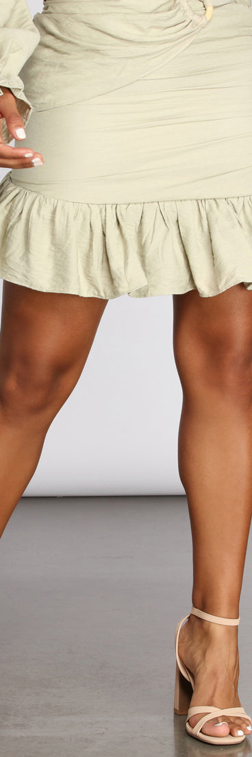 Endless Summer O-Ring Ruffle Hem Mini Skirt provides a stylish start to creating your best summer outfits of the season with on-trend details for 2023!