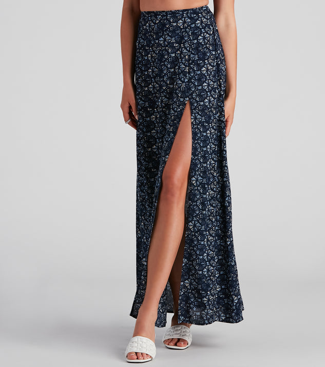 Kaleidoscope Boho Slit Maxi Skirt provides a stylish start to creating your best summer outfits of the season with on-trend details for 2023!
