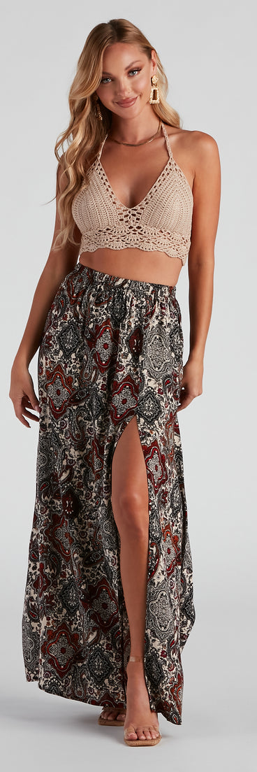 Who's That Girl Boho Maxi Skirt provides a stylish start to creating your best summer outfits of the season with on-trend details for 2023!