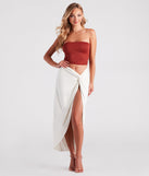 Summer Nights Linen High Slit Midi Skirt provides a stylish start to creating your best summer outfits of the season with on-trend details for 2023!