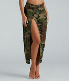 Commander In Cute Camouflage Cargo Maxi Skirt