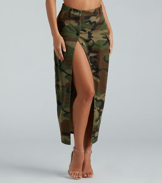 Camouflage Denim Army Skirt Blue Camo Denim Maxi Skirt