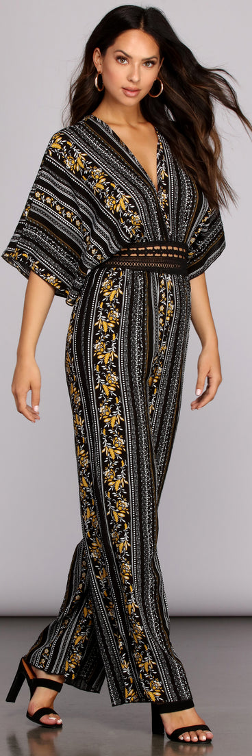 Bohemian Florals Crochet Jumpsuit will help you dress the part in stylish holiday party attire, an outfit for a New Year’s Eve party, & dressy or cocktail attire for any event.