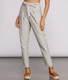 You’ll look stunning in the Linen Stripe Tapered Pants when paired with its matching separate to create a glam clothing set perfect for a New Year’s Eve Party Outfit or Holiday Outfit for any event!