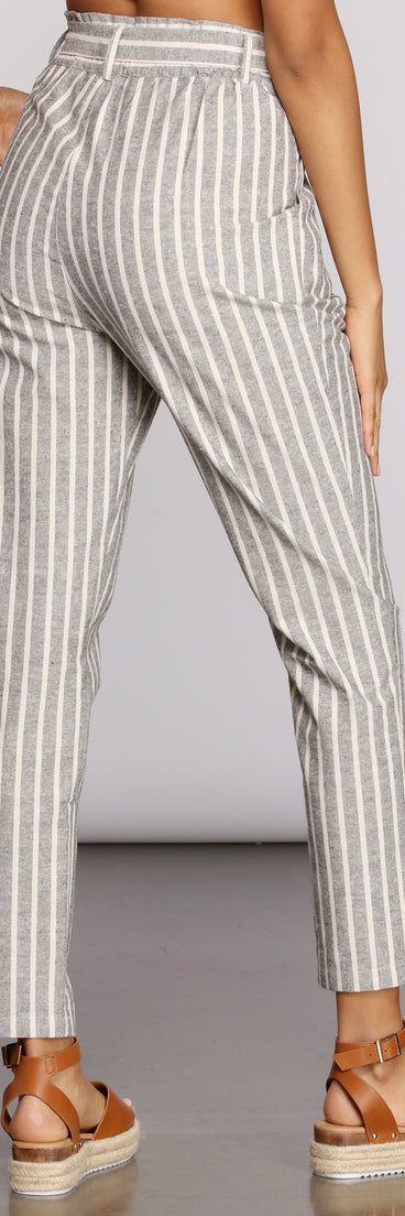 Linen Stripe Tapered Pants