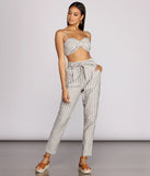 Linen Stripe Tapered Pants