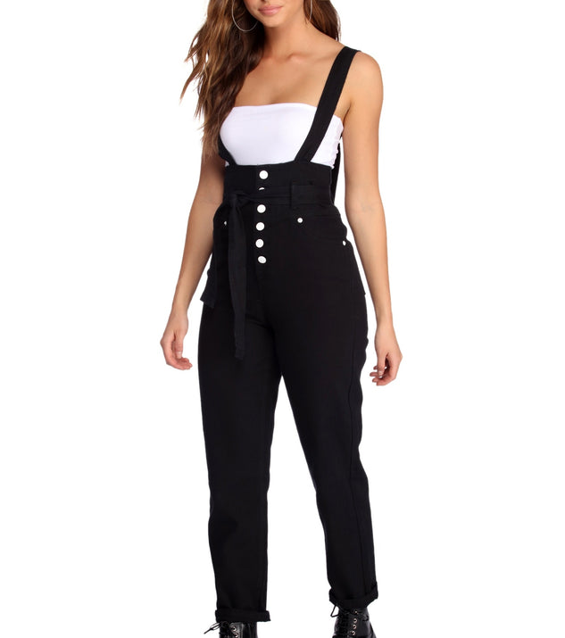 Button Up High Waist Overalls