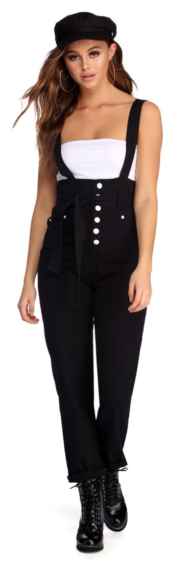 Button Up High Waist Overalls