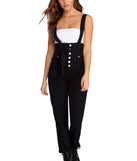 Button Up High Waist Overalls