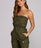 Bold And Belted Strapless Jumpsuit for 2023 festival outfits, festival dress, outfits for raves, concert outfits, and/or club outfits