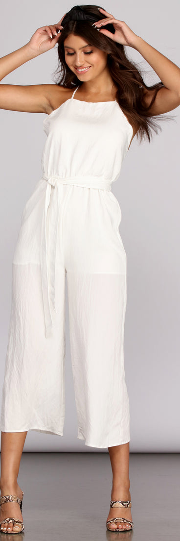 Effortlessly Cool Cropped Jumpsuit will help you dress the part in stylish holiday party attire, an outfit for a New Year’s Eve party, & dressy or cocktail attire for any event.