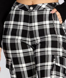 Plaid Chain Link Cargo Pants for 2022 festival outfits, festival dress, outfits for raves, concert outfits, and/or club outfits