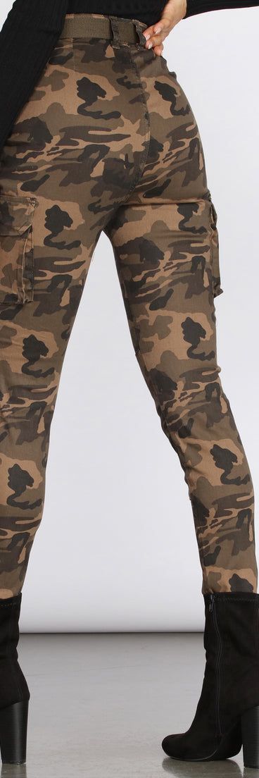 High Waist Belted Skinny Cargo Pants for 2022 festival outfits, festival dress, outfits for raves, concert outfits, and/or club outfits