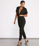 Short Sleeve Tie Waist Utility Jumpsuit is the perfect Homecoming look pick with on-trend details to make the 2023 HOCO dance your most memorable event yet!