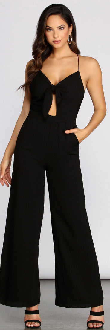 X Marks The Spot Cross Back Keyhole Jumpsuit provides a stylish start to creating your best summer outfits of the season with on-trend details for 2023!