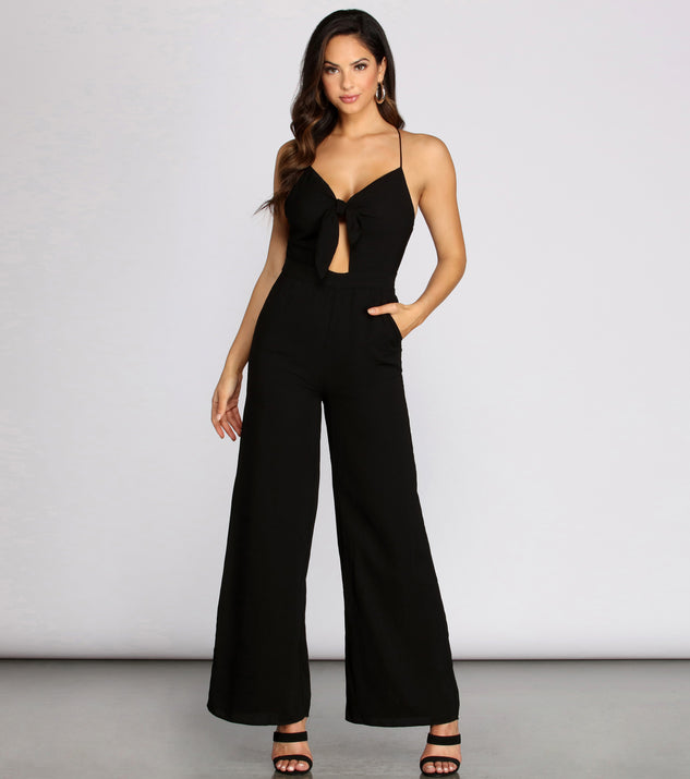X Marks The Spot Cross Back Keyhole Jumpsuit provides a stylish start to creating your best summer outfits of the season with on-trend details for 2023!