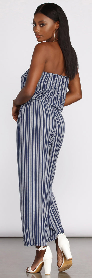 Good Times Strapless Stripe Jumpsuit provides a stylish start to creating your best summer outfits of the season with on-trend details for 2023!
