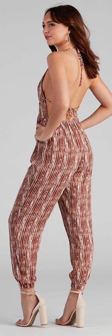Summer Pop Tie-Dye Stripe Halter Jumpsuit provides a stylish start to creating your best summer outfits of the season with on-trend details for 2023!