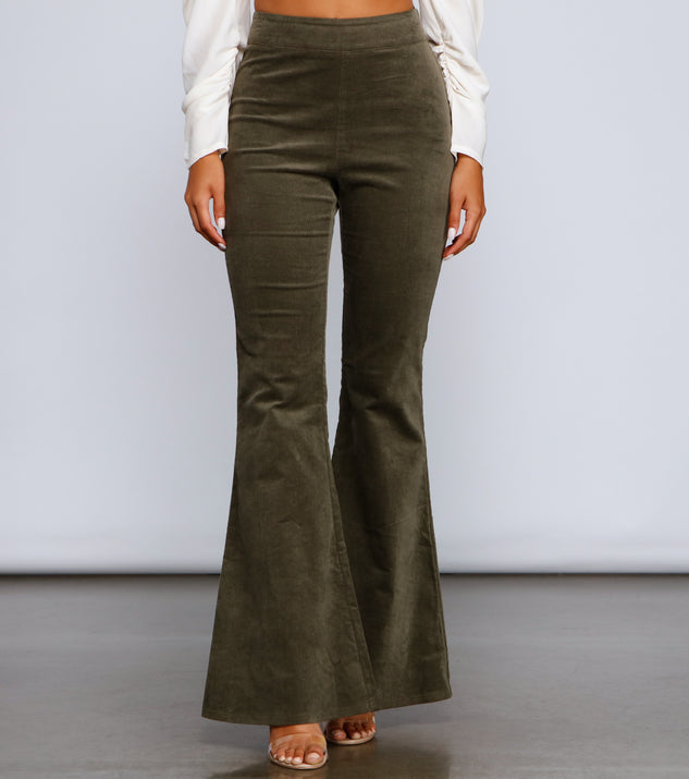 Green Corduroy Flare Pants Outfit Olive Corduroy Pants Womens