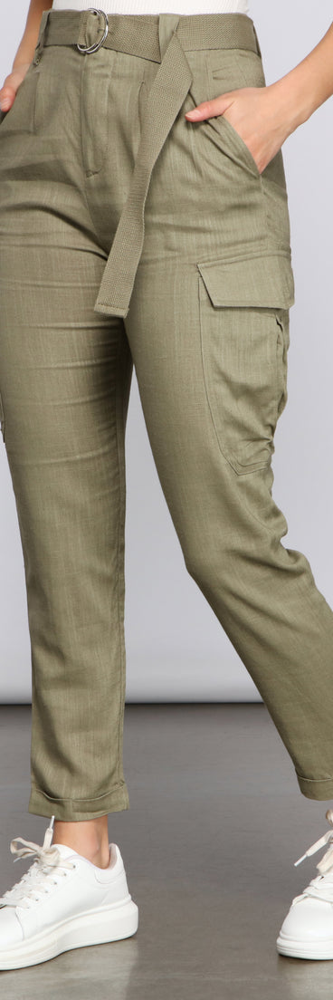 High Waist Linen Cargo Pants for 2023 festival outfits, festival dress, outfits for raves, concert outfits, and/or club outfits