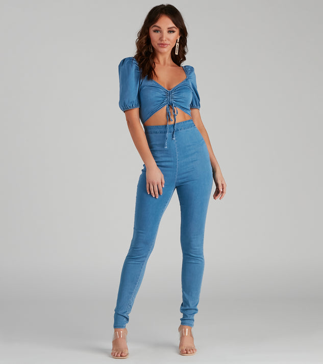 All Too Stylish Denim Catsuit is a trendy pick to create 2023 festival outfits, festival dresses, outfits for concerts or raves, and complete your best party outfits!