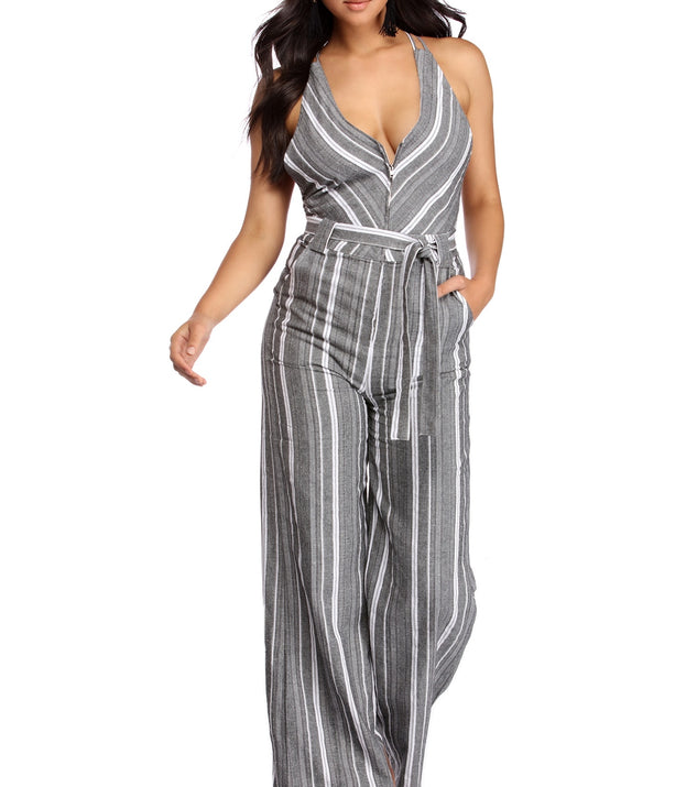 Striped For Success Jumpsuit will help you dress the part in stylish holiday party attire, an outfit for a New Year’s Eve party, & dressy or cocktail attire for any event.